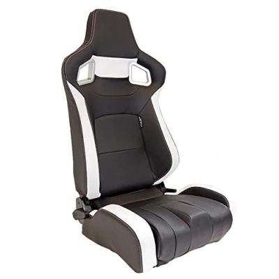 Image de AUTO STYLE Siège baquet &#039;RS6 II&#039; Noir Mattes/Simili Cuir Blanc Dossier régable incl. glissières