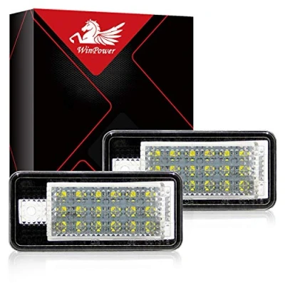 Image de WinPower LED Plaque d&#039;immatriculation Lumière ampoule Trousse 6000K Xénon blanc Pas d&#039;erreur Lampe 18 SMD Mise à niveau des lumières, 2 pièces (Ancienne version)