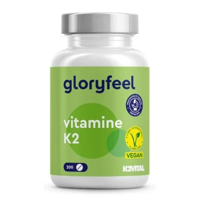 Image de Vitamine K2 MK7, 200 Comprimés, 200µg par Comprimé Hautement Dosé, Premium Menaquinone 99.7+% All Trans MK7 (K2VITAL®), Vit Supplément pour les Articulations et Cartilages*, Sans Additifs