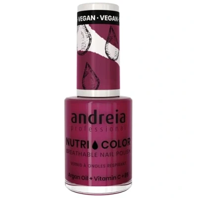 Image de Andreia Professional NutriColor Vernis à Ongles Vegan Respirant Couleur NC23 Rose Bordeaux d&#039;Andreia 10.5ml Nail Art DIY, et Non Testé sur les Animaux, Soin + en une Étape