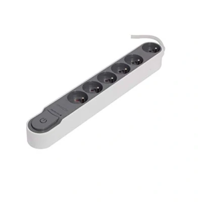 Image de CHACON Bloc multiprise parafoudre avec interrupteur 6 prises 16A 1,5m gris