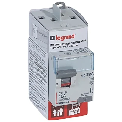 Image de Legrand Interrupteur différentiel bipolaire Type AC 30mA arrivée haut/départ haut par bornes à vis 40A