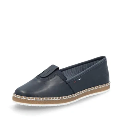 Image de Rieker Femme Espadrilles M2261, Dame Chaussures Plates,Chaussures Basses,Chaussures d&#039;été,Slipper,tressés,maritimes,Bleu (Blau / 14),36 EU 3.5 UK