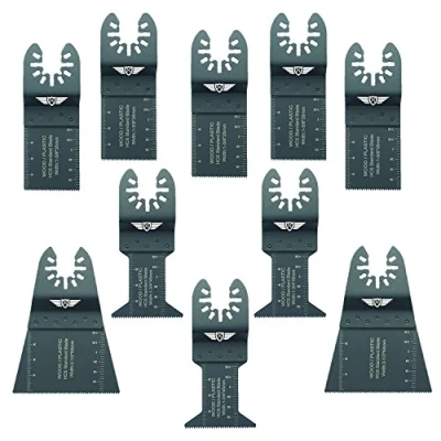 Image de 10 x TopsTools FAKA10F Fast Fit Mix Lames Compatible avec Dewalt Stanley Black et Decker Bosch Fein (Non StarLock) Makita Milwaukee Hitachi Parkside Ryobi Worx Workzone Multitool Accessoires