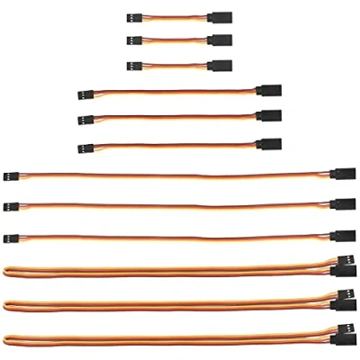 Image de MMOBIEL 12 pcs : Câbles mâle et femelle de rallonges servo 3 broches pour panneaux commande drone, voiture, robot télécommandé, etc.(4 tailles)