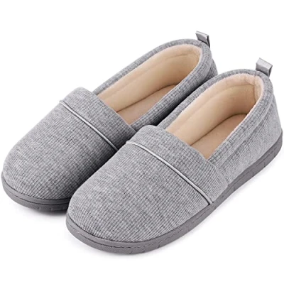 Image de EverFoams Chaussons confortables en mousse à mémoire de forme pour femme Légères Avec semelle caoutchouc antidérapante Violet, gris clair, 37 EU