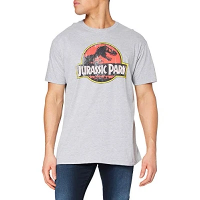 Image de Jurassic Park Logo Vieilli T Chemise, Gris chiné, L Homme