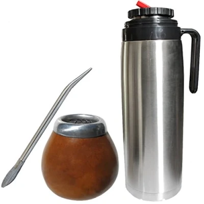 Image de Gaucho Bruno Yerba Mate Gourd, Bombilla et Flask avec précision Bec verseur