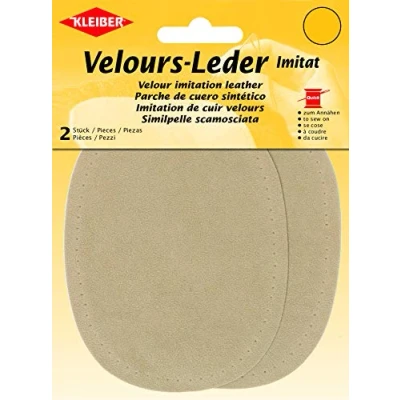 Image de Kleiber 12.5 x 10 cm Patchs à Coudre Simili Daim pour Genoux/Coudes Ovale, Sable