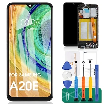 Image de SRJTEK Écran LCD de rechange pour Samsung Galaxy A20e Numériseur tactile SM A202F, A202K Kit réparation (noir avec cadre)