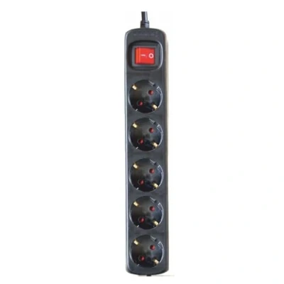 Image de SILVER ELECTRONICS Multiprise avec 5 prises interrupteur, noir, prises, câble de 1,5 m, protection enfant, prise terre, contre les surtensions