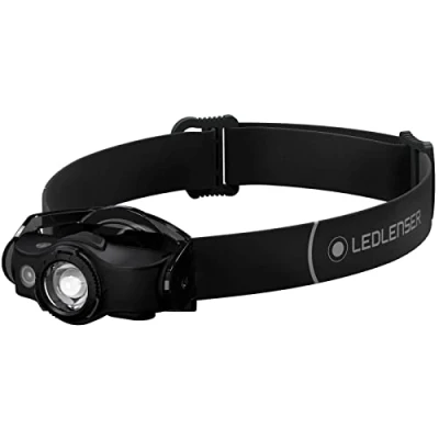 Image de Lampe frontale LED MH4 d&#039;extérieur, noir, rechargeable batterie, 400 lumens, autonomie maximale de 35h, lumière rouge, peut fonctionner 1 pile AA, clip métallique, chasse, pêche