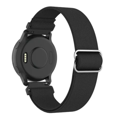 Image de MoKo Bracelet en Nylon Extensible Compatible avec Garmin Venu 2S/Venu 3S/Vivoactive 4S/Vivomove 3S/Forerunner 255S/255S Music/Forerunner 265S, 18mm Élastique Ajustable, Noir