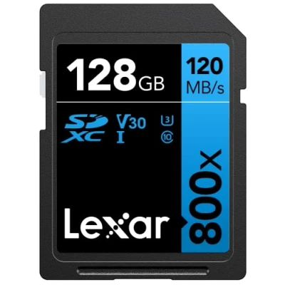 Image de Lexar High Performance 800x Carte SD 128Go, Memoire SDXC UHS I, Jusqu&#039;à 120 Mo/s en Lecture, 45 écriture (LSD0800128G BNNAG) Bleu