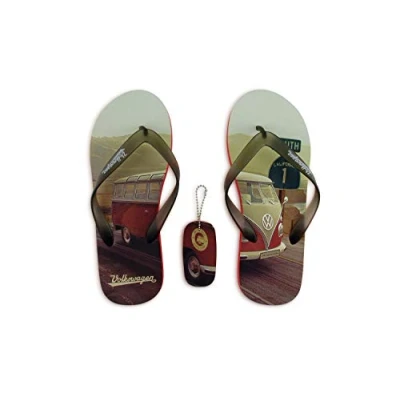 Image de BRISA VW Collection Sandales à Entre Doigts avec Motif T1 Combi Bus EU 42/43 (Highway 1/Rouge/Taille XL)
