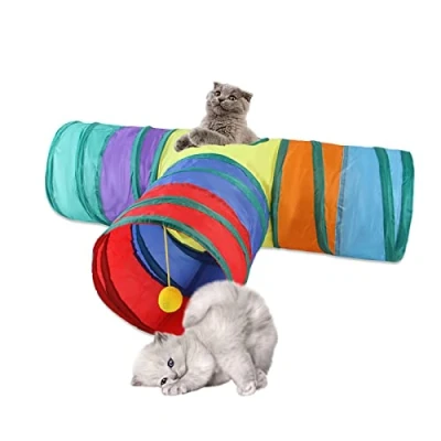 Image de AOKUY Cat Toys Tunnel and Cube Pop Up Collapsible Kitten Indoor Outdoor 3 Way Or 1wayCat Tube for Cat, Puppy, Kitty, Kitten, Rabbit