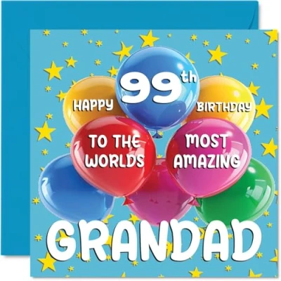 Image de Carte d&#039;anniversaire 99 ans pour grand père World&#039;s Most Amazing Grandad de la part d&#039;un petit fils et d&#039;une petite fille, 145 mm x mm, ans,