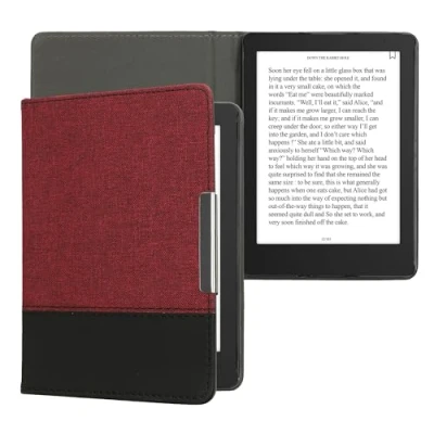 Image de kwmobile Étui liseuse Compatible avec Kobo Aura Edition 2 Housse Rabat magnétique en Tissu Canevas pour