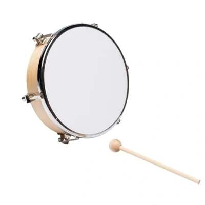 Image de FUZEAU 8345 Tambourin en Peau Synthétique avec Tension Réglable ø 25 cm + 1 batte ou mailloche Laisse entendre des Sons Rythmés Dès 4 ans