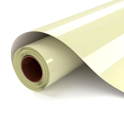 Image de UIOK Flex Thermocollant, Jaune Crème Vinyle Thermocollant 30.5x183cm Pour Tissus, HTV Vinyles de Transfert à Chaud Cricut Facile Couper et Désherber