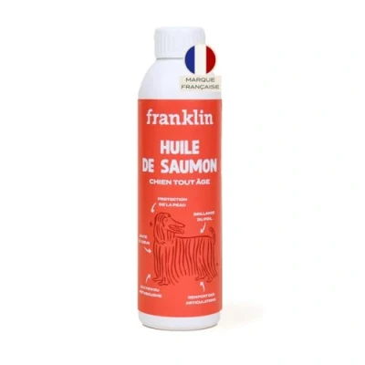 Image de FRANKLIN Huile de Saumon pour Chien Complément Alimentaire Riche en Oméga 3 et 6 Soins Peau, Pelage Articulations 100% Naturelle 250 ML