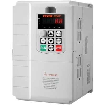 Image de VEVOR Variateur de Fréquence 7,5 kW Convertisseur 10 CV 34 A 0 400 Hz VFD avec Entrée Monophasé, Sortie Triphasé, Contrôle Vitesse, Refroidissement Rapide, pour Moteurs Machine