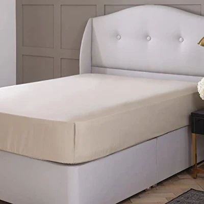 Image de Silentnight Drap Housse 100 % Pur Coton très Profond 40 cm Crème Lit Simple