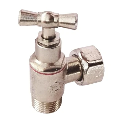 Image de SOMATHERM FOR YOU, Robinet de WC équerre en laiton nickelé M12/17 avec écrou tournant 12/17, fermeture à potence, presse étoupe, pour un remplissage rapide et étanchéité optimale
