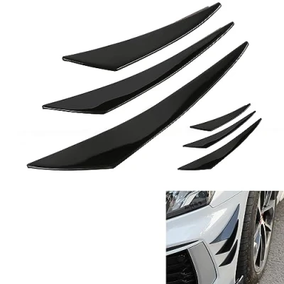 Image de WeFoonLo Universal car spoiler canards Kit séparateur de lèvre pare chocs avant, 6pcs voiture externe Soft Finger corps anti collision bande autocollants (Noir)