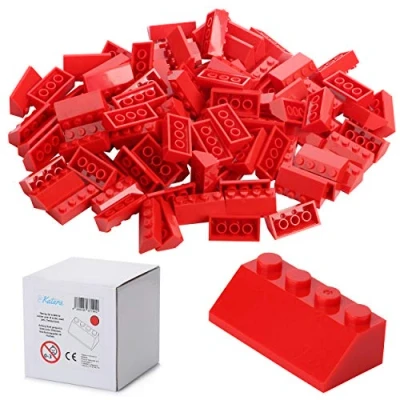 Image de Katara 100 Briques de Construction sous Forme Toit, compatibles avec Tous Les Autres Fabricants Rouge