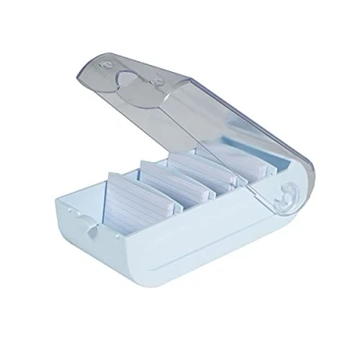 Image de Exacompta Réf.5336223D 1 Learning box BUNNYBOX A8 dimensions 19,5x10x6,2 cm couleur bleu pastel/cristal capacité jusqu&#039;à 650 cartes au format