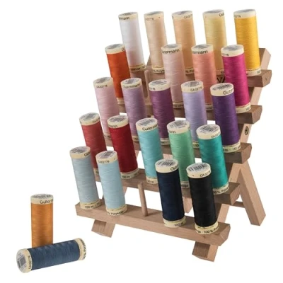 Image de Milward Thread Storage Coudre Support Fil en Bois, autoportant ou Mural, bobines, Hêtre, 25 Spools14,5 x 15,5 18cm