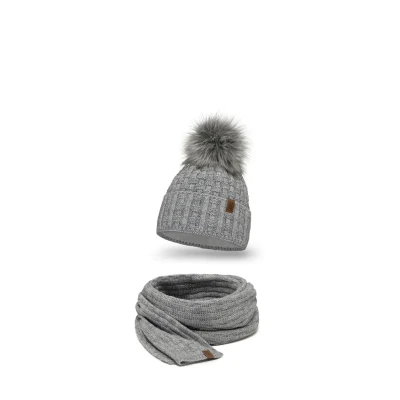 Image de Vivisence 7015 Beanie AND Scarf SET Écharpe, Femme, Taille: One Size, Light grey