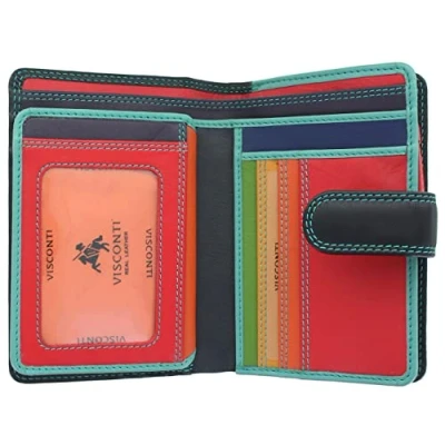 Image de Visconti Portefeuille en cuir arc ciel pour femme Style RB51 avec blocage RFID, Noir/Rhumba, Taille unique, Moderne