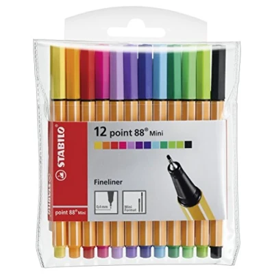 Image de Stylo feutre pointe fine STABILO point 88 mini Pochette x 12 stylos feutres Coloris assortis