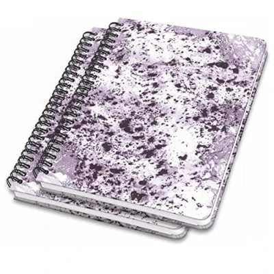 Image de SIGEL JN606 Lot de 2 Carnets notes à spirale basic, 16,2 x 21,5 cm, pointillé, couverture rigide, motif marbré violet/blanc Jolie