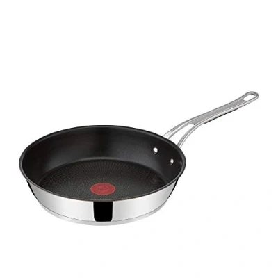 Image de Tefal Jamie Oliver Cook&#039;s Classics E3060734 poêle à frire en acier inoxydable, revêtement antiadhésif, indicateur de chaleur, 100% sûr, poignée silicone rivetée, passe au four, induction