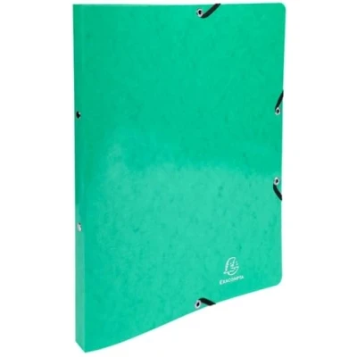 Image de Exacompta réf. 54898E 1 Classeur carte lustrée pelliculée avec élastiques 2 anneaux ronds diamètre 15mm Dos 20mm Dimensions extérieures : 32x25 cm Format à classer A4 Coloris vert foncé