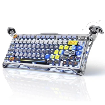 Image de GravaStar Mercury K1 Pro Clavier Gamer sans Fil, QWERTY, Alliage d&#039;Aluminium, Personnalisé Disposition 75%, Conçu pour la Durabilité et Un Esthétique Unique (argenté interstellaire)