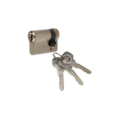 Image de Yale YC500+ Demi Cylindre de Serrure 30x10 mm pour Porte Extérieure/Entrée/Garage, 5 Goupilles, 3 Clés, Nickelé