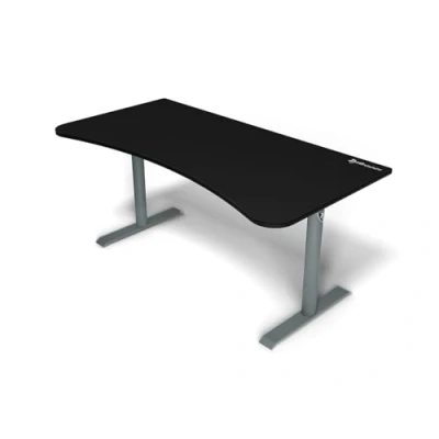 Image de Arozzi Arena Bureau Gaming incurvé Ultra Large avec Tapis sur Toute la Surface, Support de Moniteur découpes et Filet Gestion des câbles [Frozen Grey]