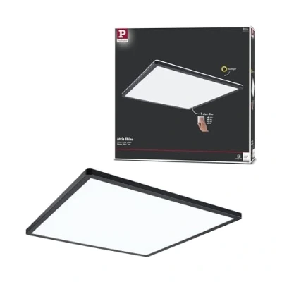 Image de Paulmann 71016 Atria Shine Panneau LED 420 x mm à 3 niveaux d&#039;intensité carré avec 1 22 W intensité variable Blanc lumière du jour Noir 4000 K