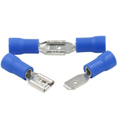 Image de Heschen Lot de 100 cosses câble mâle/femelle à débranchement rapide Vinyle isolé 4,8 x 0,5 mm pour 1,5 2,5 mm² (16 14 AWG) Bleu
