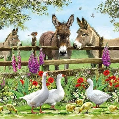 Image de Lot de 20 serviettes table en forme d&#039;animaux pour le printemps et l&#039;été 33 x cm