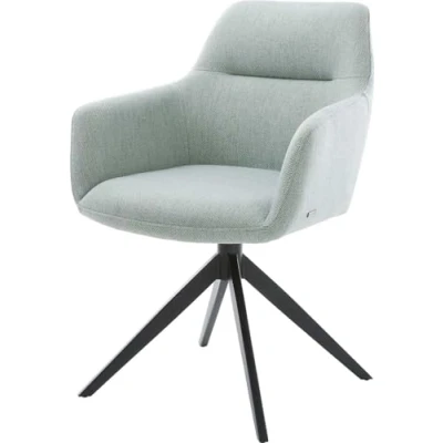 Image de Chaise pivotante Pejo Flex rayures vert menthe pied croisé large noir pivotement sur 360 fonction bascule ressorts ensachés