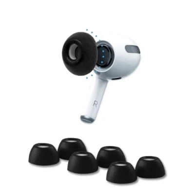 Image de Comply 3.0 Lot de 3 Paires Bouchons d&#039;oreille en Mousse qualité supérieure compatibles avec Apple AirPods Pro Gen 1 et 2 Taille Moyenne Noir fantôme Isolation Acoustique Fabriqué aux