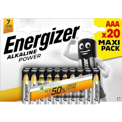 Image de Energizer Alkaline Power Lot de 20 Piles AAA, Longue durée pour Un Usage Quotidien, sans sulfatation, avec 7 Ans Vie
