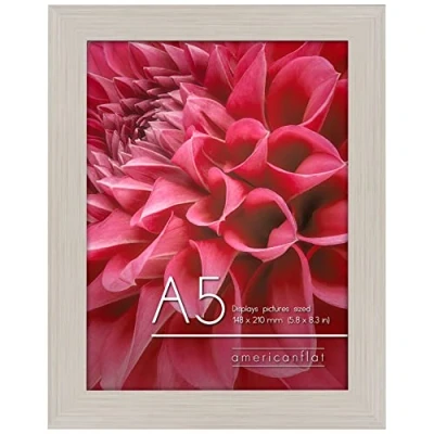 Image de Americanflat Cadre Photo A5 Bois Clair MDF avec Verre Incassable Poli, Chevalet &amp; Matériel de Suspension Intégré Format Horizontal et Vertical pour Mur Dessus Table 14,8x21 cm