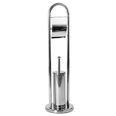 Image de Bath Vida Brosse WC et Support pour Rouleau de Papier en Acier Inoxydable à Base Ronde Salle Bain avec