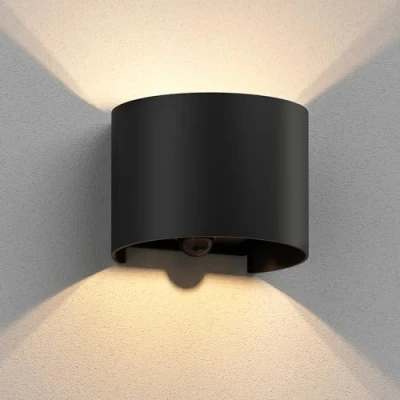 Image de ledscom.de applique murale RUNEL pour l&#039;extérieur, IP65, up/downlight, détecteur de mouvement, noir mat, rond, 1x G9 max. 10W, extérieure, up and downlight, luminaire extérieur, lampe